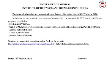 Final Extension For Admission in January Session | Mumbai University IDOL | Ashish Sir
