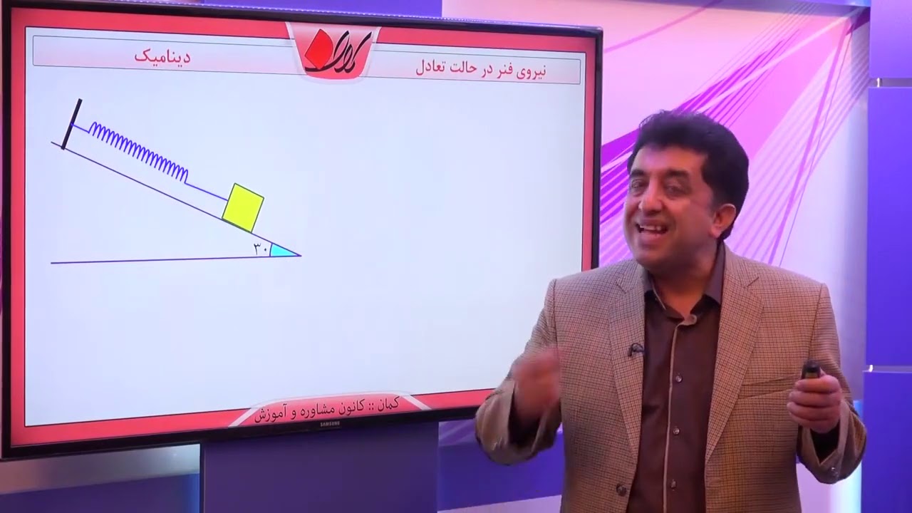 فیزیک دوازدهم   فصل دوم  دینامیک   نیروی کشسانی فنر   نیروی فنر در حالت تعادل