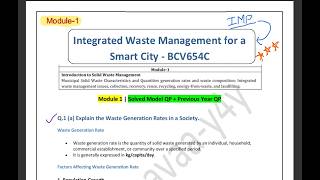 Famous BCV654C Module 1 Important Topics | Integrated Waste Management for a Smart City #bcv654c #vtu #exam Profile