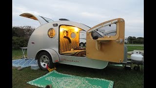 MONTAUK New York Hither Hills Teardrop Trailer camping in rain
