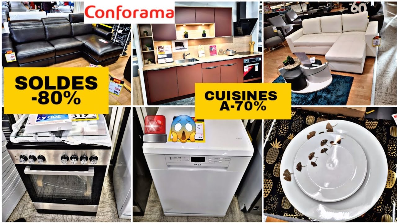 CONFORAMA🚨SOLDES🚨📢-80% ET -70%CUISINES_2EME DÉMARQUES_CANAPÉ_ ÉLECTROMÉNAGER_ DÉCO_VAISSELLE 