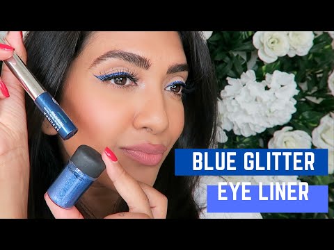 Blue Glitter Eye Liner | Vithya Hair and Makeup