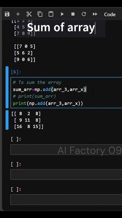 Sum and Subtraction of array in numpy #shorts #numpy #python #education ...