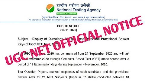 NTA UGC-NET JUNE 2020 Official Notice.
