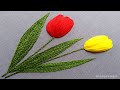 Cute Tulip Flower Embroidery, How to Stitch Tulip Flower, Hand Embroidery Tulip Flower Design-338