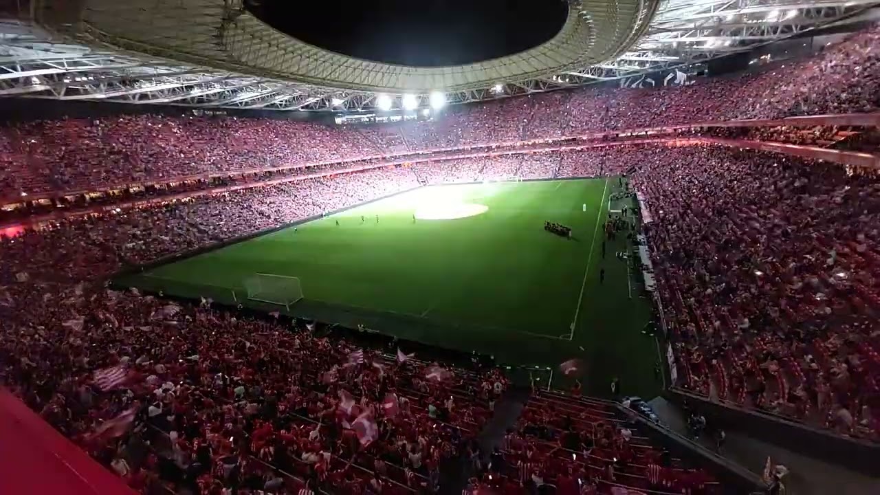 Aldapeko: luz y sonido en San Mamés antes del Athletic Club VS Atlético de Madrid el 15-10-2022