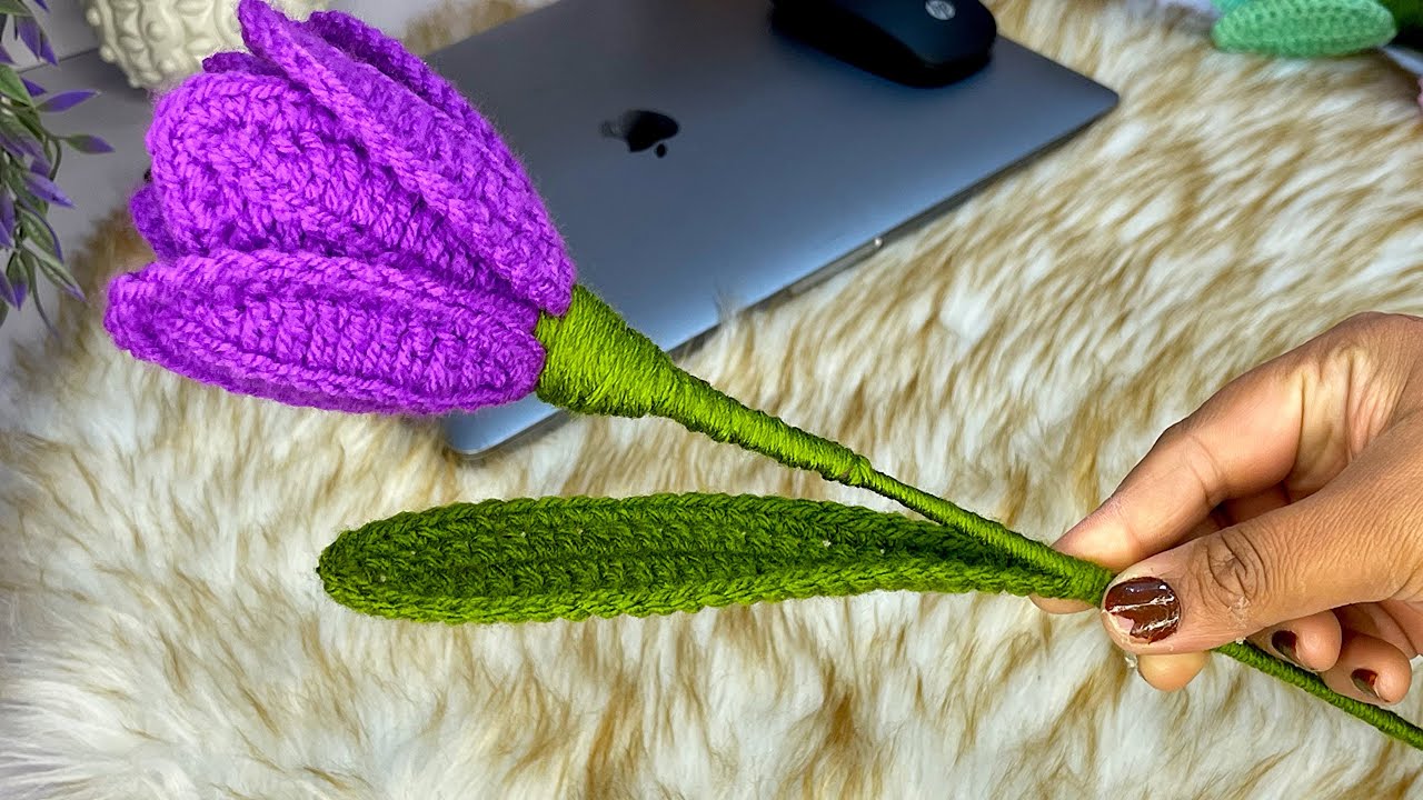 Open Tulip Crochet Flower You Can Make in One Hour|How to Crochet an Open Tulip Flower#crochet
