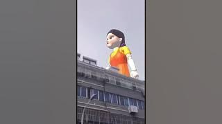 GIANT DOLL KOKOLA SQUID GAME WALKS AROUND IN THE CITY
