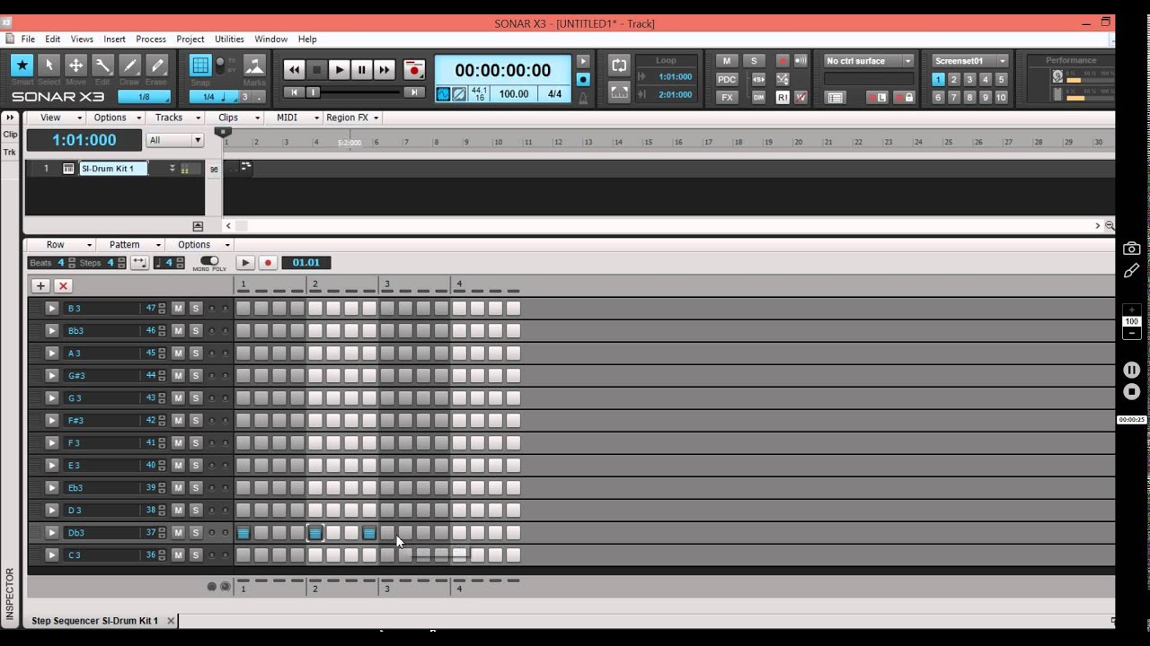 Sonar x3 setting up and making a drum loop