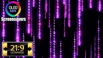21:9 Ultrawide Matrix Screensaver Rain Code - Multi Color - 10 Hours - 60FPS - 4K - OLED Safe