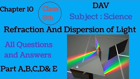 DAV Class 8th Refraction and Dispersion of Light Q&A Science Chapter 10