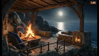 Moonlit Granite Point Fire Ambience 8 Hours for Sleep, Relaxation & Study (4K) #moonlight #ocean