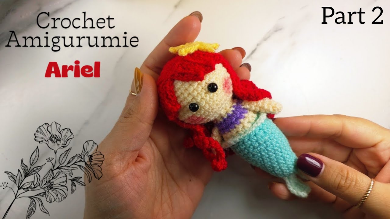 How to Crochet a Aurora Ariel Tail & Hair | Step by Step