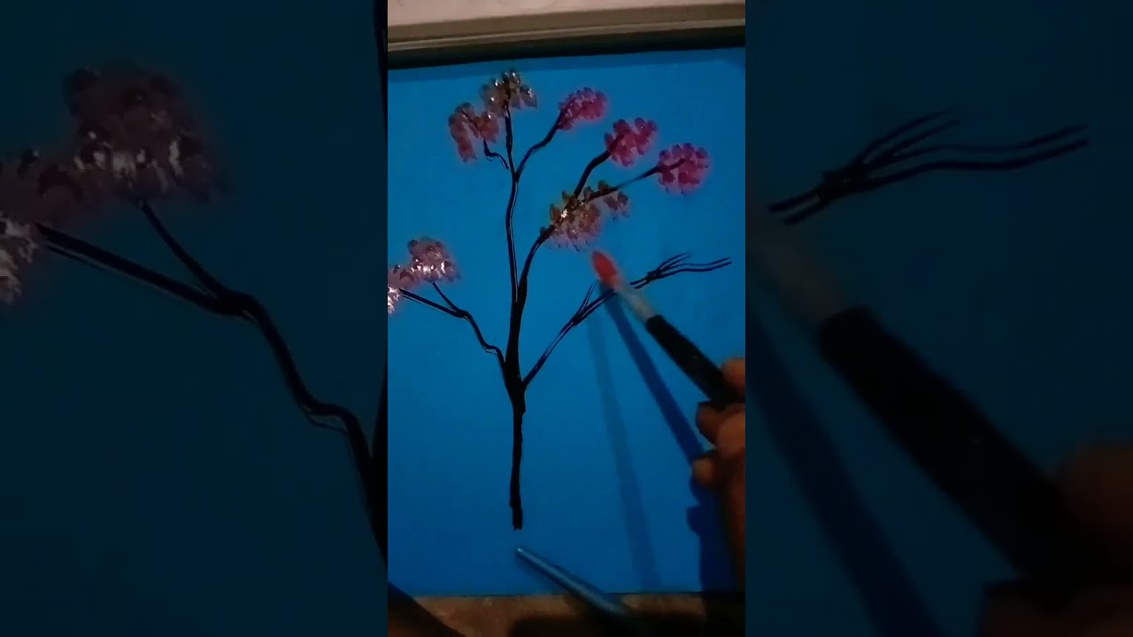 how to paint a tree with one brush🌳
