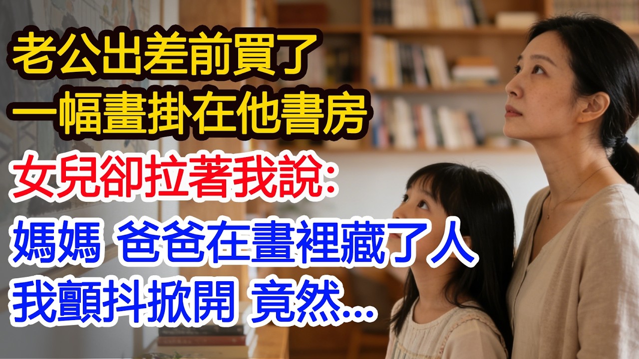 老公出差前買了一幅畫掛在他書房女兒卻拉著我說：媽媽 爸爸在畫裡藏了人我顫抖掀開 竟然...#為人處世 #正能量 #故事分享 #生活經驗 #情感