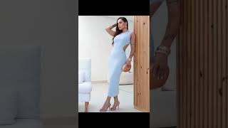 Vestido Feminino Midi com Alça de Corrente Moda Blogueira#VestidoFeminino#vestidoMidi#modablogueira