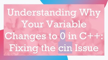 Understanding Why Your Variable Changes to 0 in C+ + : Fixing the cin Issue
