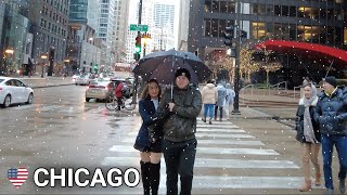 Snow❄️Flurries in CHICAGO New Year's Eve 2023 Walk | December 31, 2023  [4k 60fps]