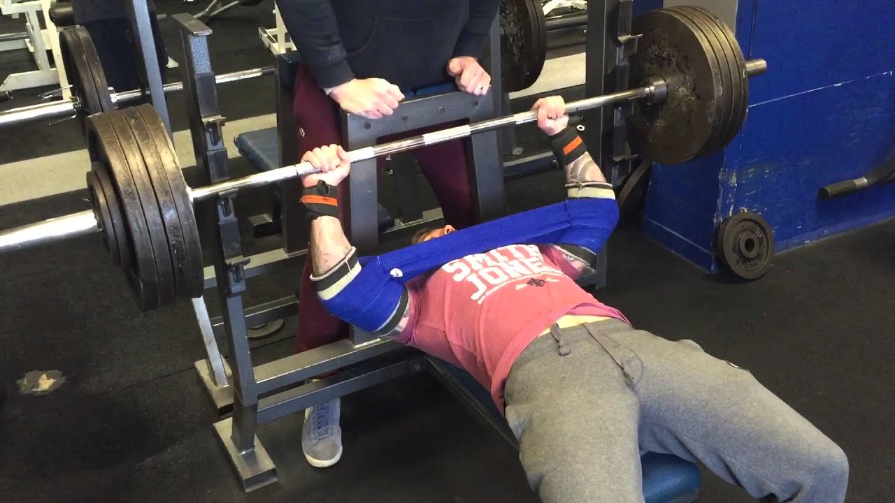 195 Kg Bench Press Using Mark Bell Slingshot At 14 Stone Body