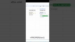 Use of PROPER() function in Google Sheet to generate Capitalized text.