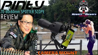 Pinty Optics 20-60X60Mm Waterproof Straight Target Sniper Spotting Scope Wtripod & Cellphone Mount