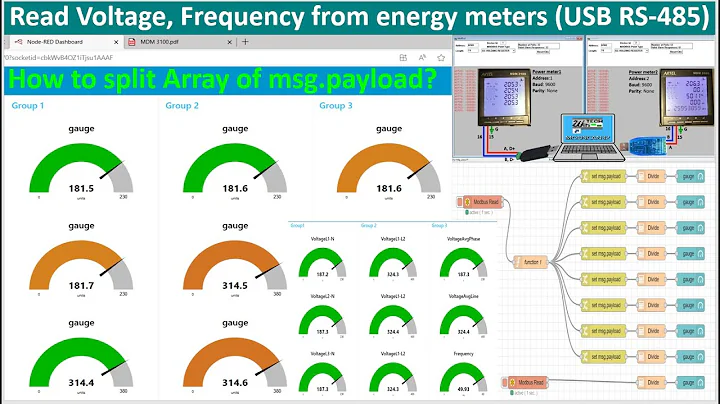 Read data from energy power meter to show on dashboard via Modbus RTU and Node-Red