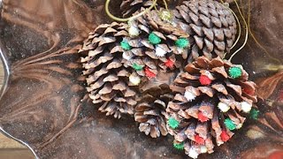 DIY Whimsical Pom Pom Pinecone Ornaments
