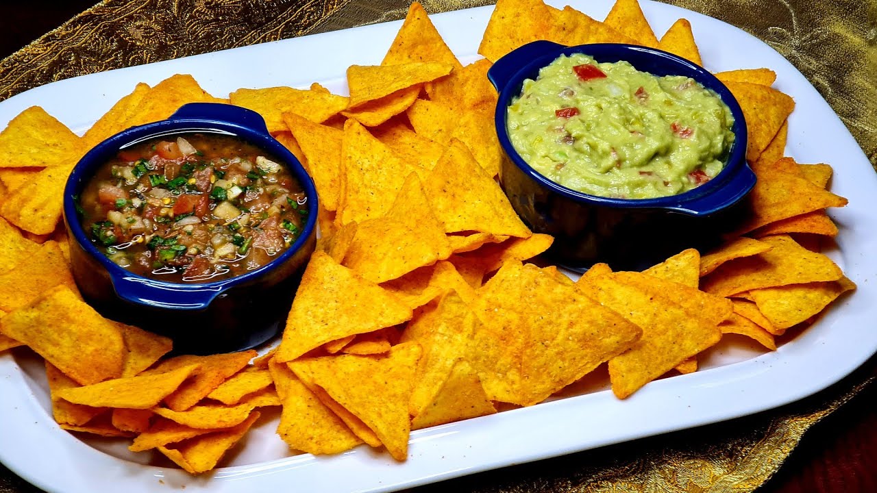The Perfect Tortilla Chips Dipping Homemade Salsa & Guacamole Sauces