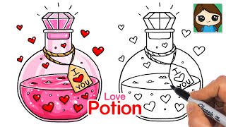 How To Draw A Bottle Of Love Potion Valentines
