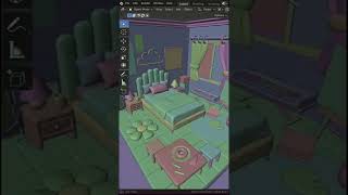 Isometric Room made in Blender: Pink Stylized Room