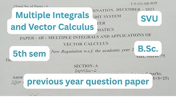 Vector Calculus (Maths) | 5th Semester Previous Year Question Paper | SVU | B.Sc.