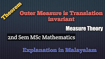 Outer Measure is Translation Invariant | Measure Theory | 2nd MSc Maths | Calicut University