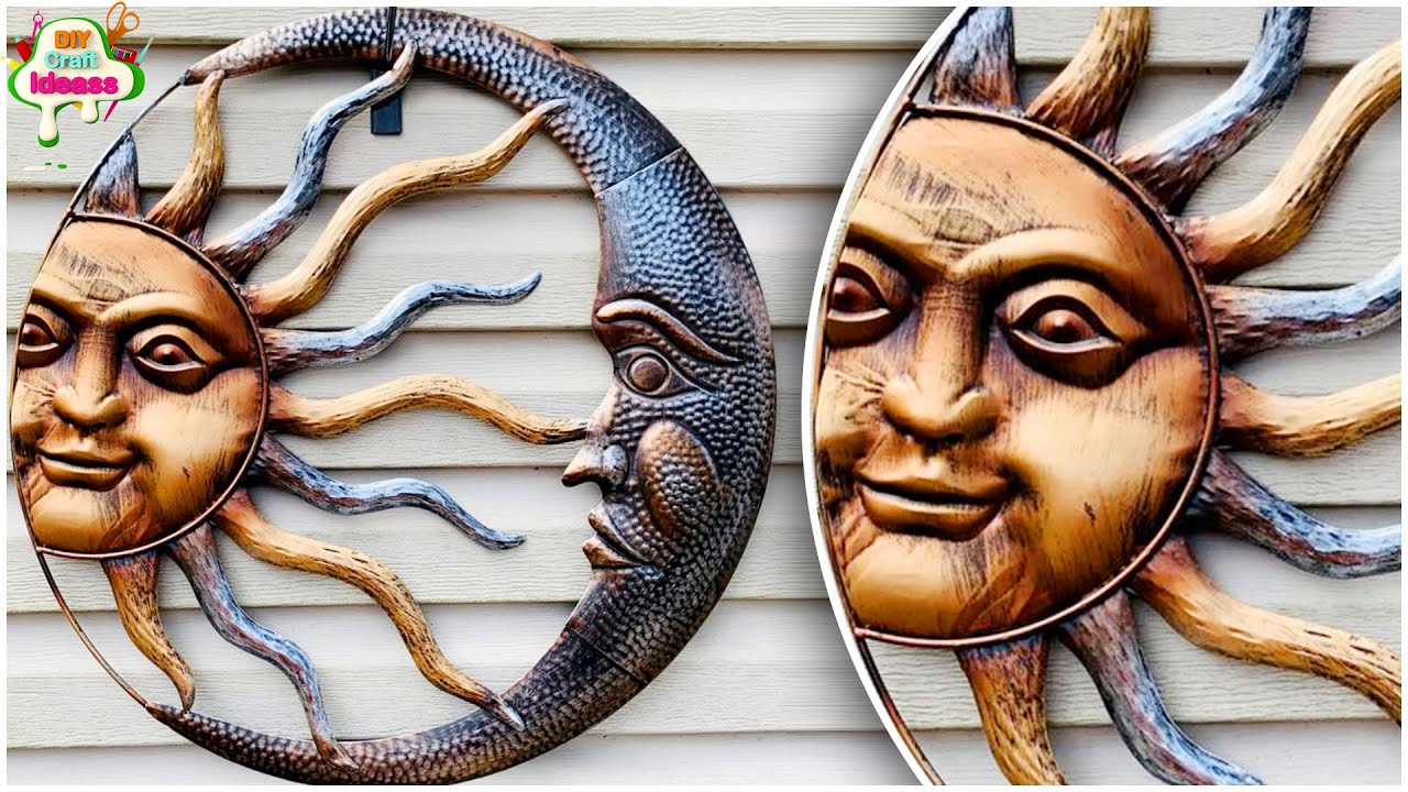 LED Metal look Sun n Moon wall hanging idea Wall decoration ideas