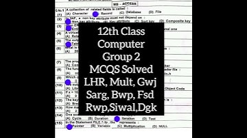 12th class Computer group 2 mcqs solved paper 2025 2nd year Computer paper group2 12th Computer mcqs