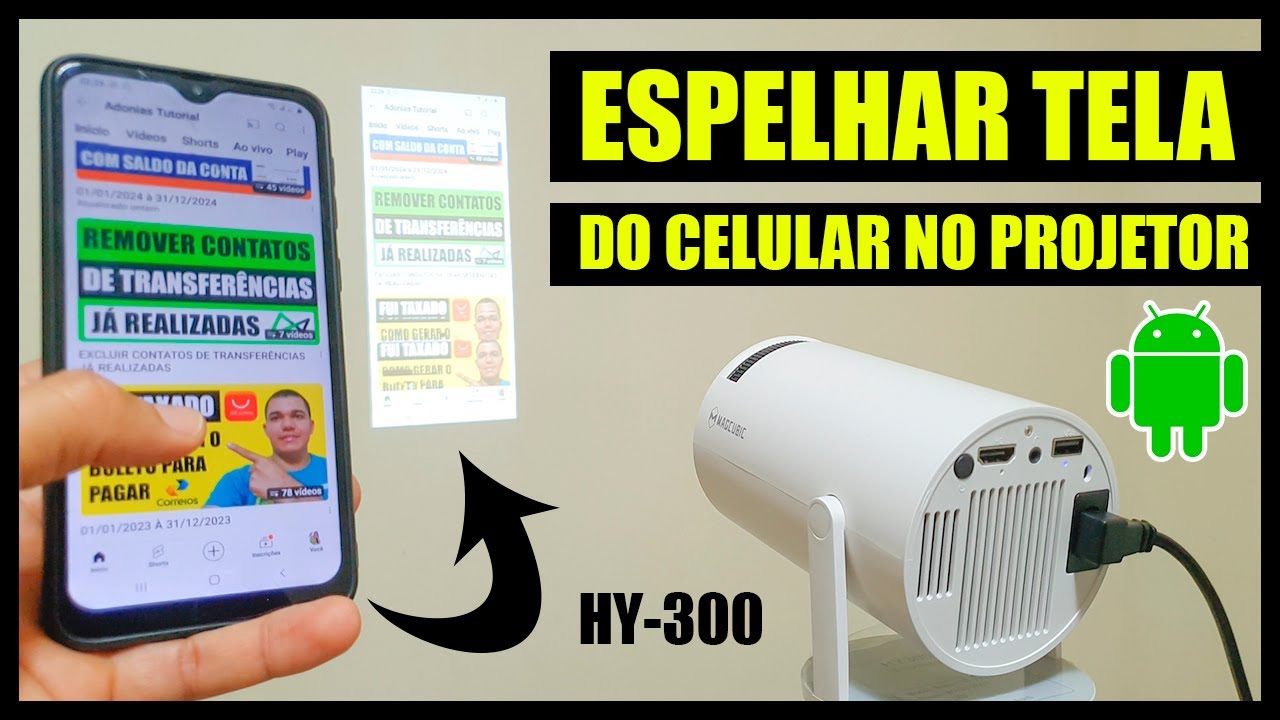 Como espelhar a tela do celular no mini Projetor Magcubic HY300 - YouTube