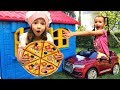 Ulyana Pretend Play Pizza Drive Thru Restaurant | Funny Food Toys Story for Kids