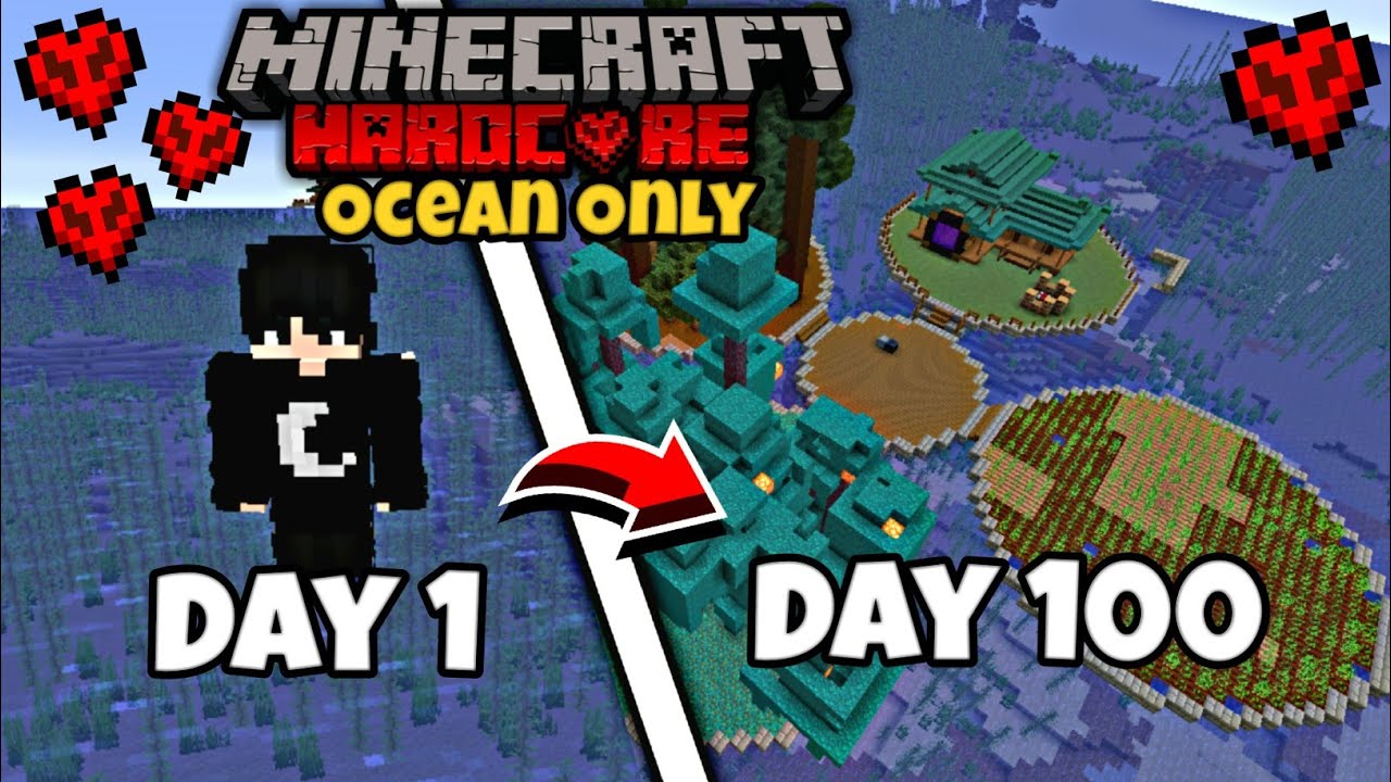 We Survived 100 Days In An Ocean Only World in Minecraft Hardcore in 1. ...