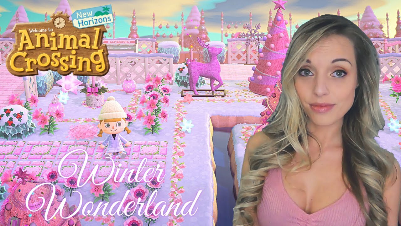 Animal Crossing: New Horizons Pink Winter Wonderland Island Tour - ASMR gaming
