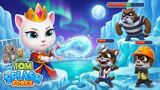 Talking Tom Splash Force Queen Angela vs Roy Raccoon Frozen Lake Gameplay Android ios 