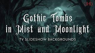 Gothic Tombs in Mist and Moonlight – 5-Hour UHD Backgrounds (10 Images – 1 Every 30 Minutes)