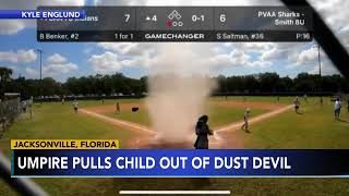 Dust devil strikes at baseball game