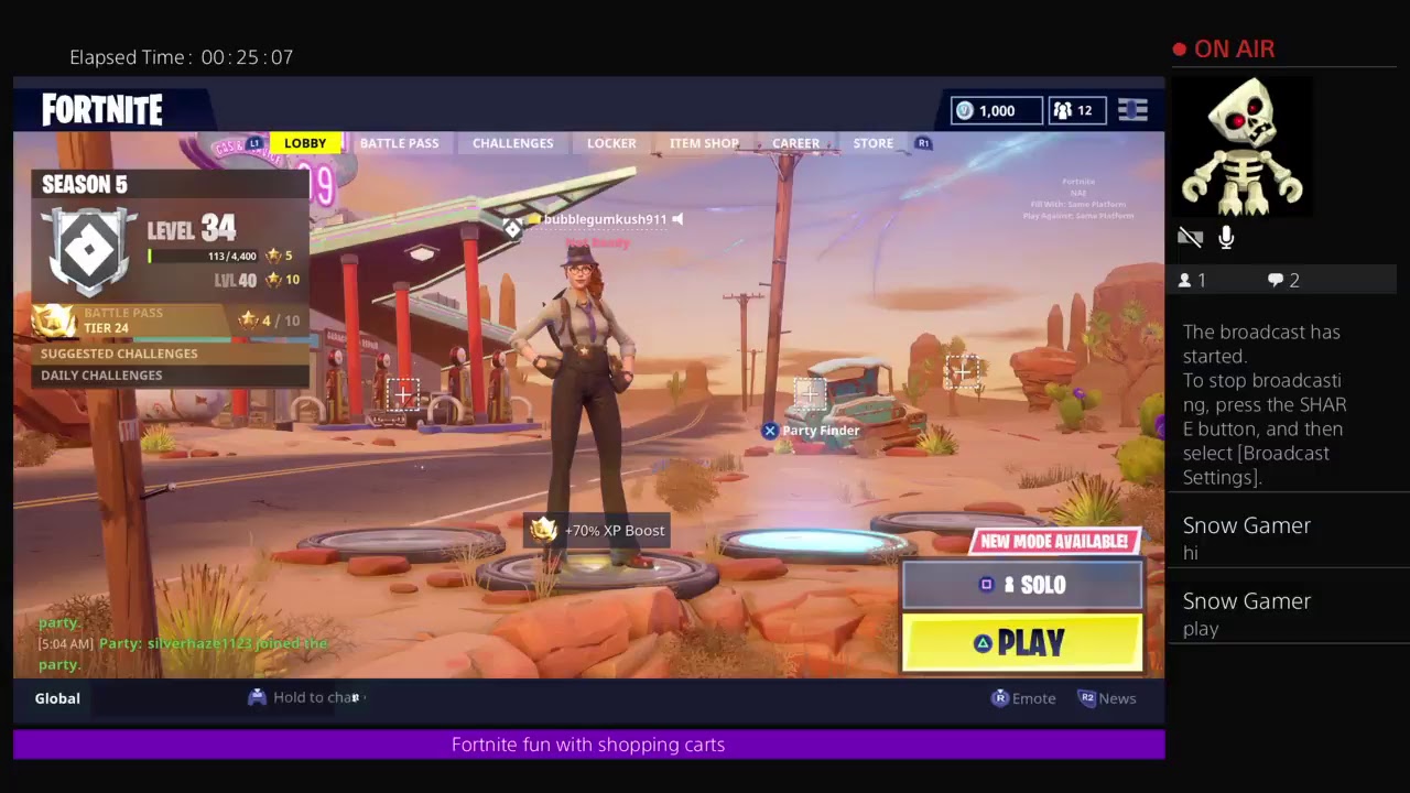 Live Fortnite ( Bubblegumkush plays solo )