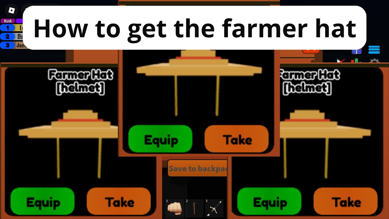 How to get the Farmer Hat(every second add 1 skill point) - YouTube