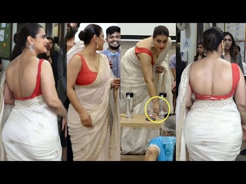 Pregnant Kajol made her fans go Crazy, Flaunts Her Huge figurr In Hot Blouse With White Saree