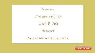 Coursera Machine Learning Week 5 Quiz Answers: Neural Networks Learning #MachineLearning