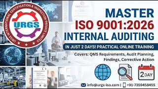 ISO 9001:2026 Internal Auditor Training | 2-Day Online Course for QMS & Audit Professionals | URGS