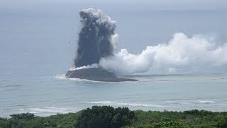 Undersea volcanic eruption creates new island off Japan