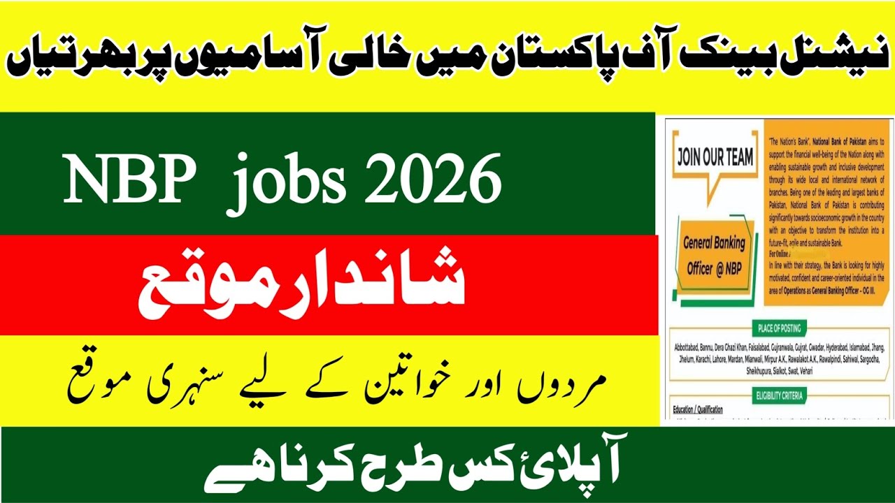 National Bank of Pakistan (NBP) Jobs 2026 | Apply Online | Nationwide Posting