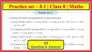 Practice set 8.1 Class 8th Maths | CH 8 Quadrilateral : Construction & types Maharashtra State Board