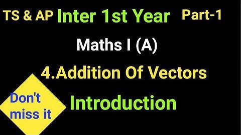 Inter 1st Year//Maths I (A)//4.Addition of Vectors//Introduction//By Anjilappa sir